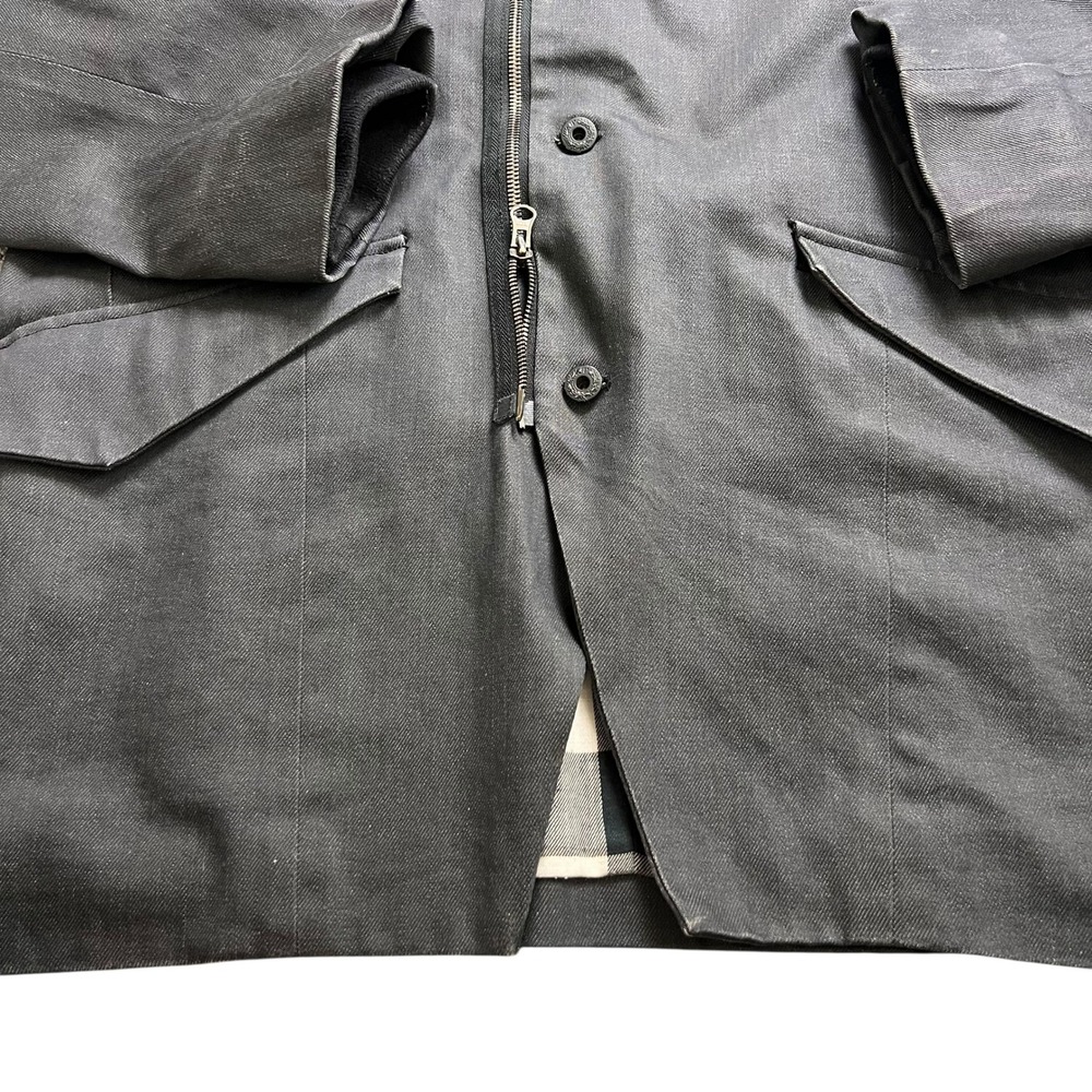 Rogan NYC Mens XL Gray Asymmetrical Zip Field Jacket Plaid Lined Cotton Twill - Picture 2 of 11
